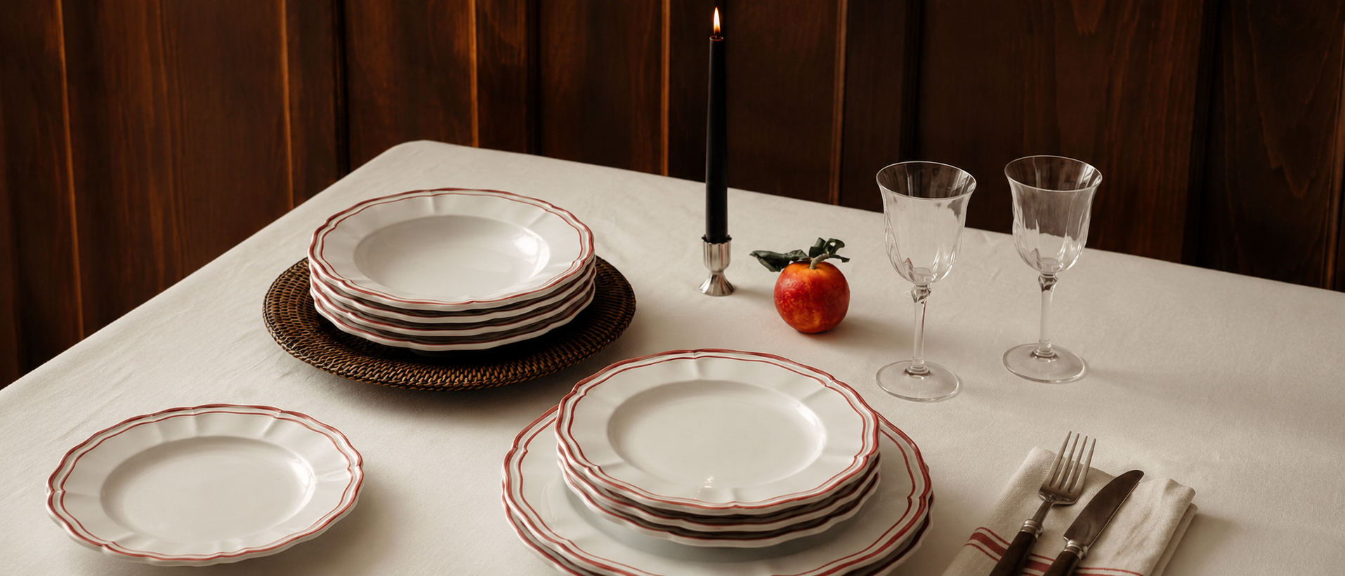Modern tableware arranged for everyday dining